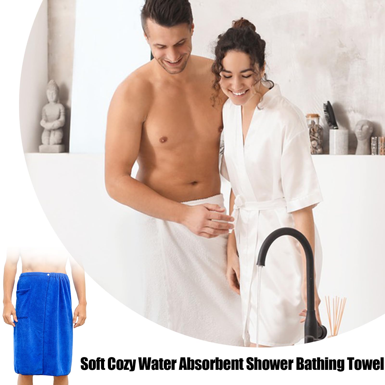 Serviette De Bain / Kilt De Sauna Homme - Microfibre Super Absorbante 70x140 Cm - Avec Ceinture élastique Et Poches - Pour Spa, Piscine, Voyage