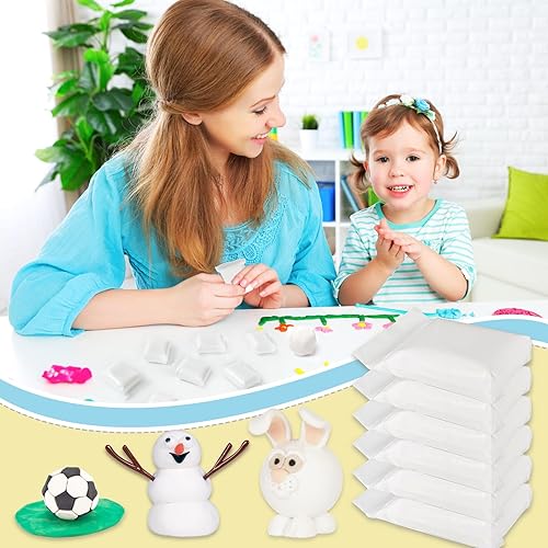 Miniatura 6 de Paquete de 50 arcilla de espuma blanca seca al aire, arcilla mágica suave para modelar, arcilla seca al aire súper ligera para niños, manualidades