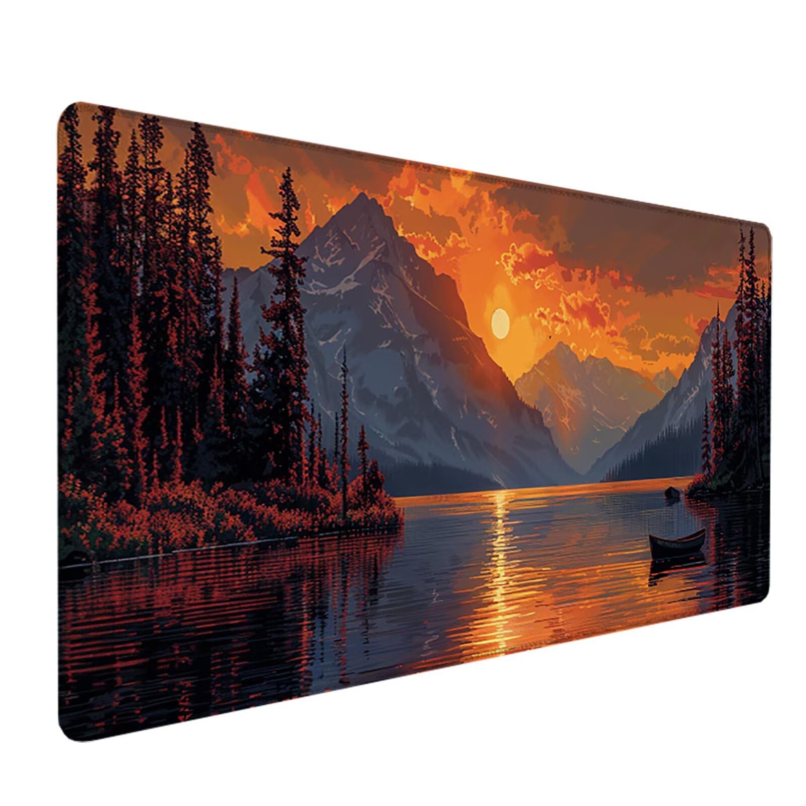 Amanecer Alfombrilla Ratón Gaming XXL 1500x800x3mm, Alfombrilla Gaming Amarillo Mousepad con Base de Goma Antideslizante, Impermeable Desk Mat para Teclado y Raton, Accesorios Gaming, Regalos 1-9