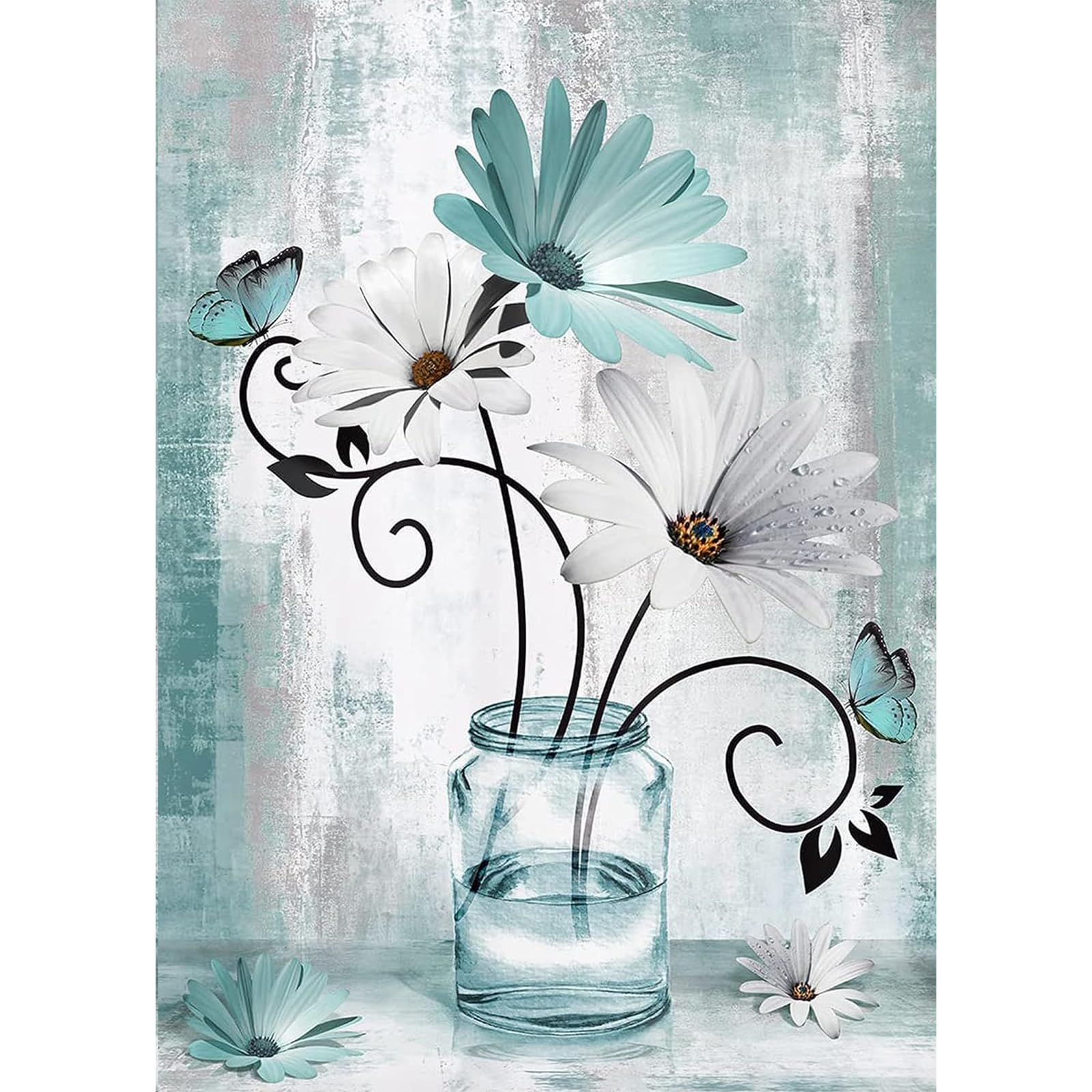 Kit Diamond Painting Farfalla E Fiori - 30x40 Cm - Con Diamanti 5D - Attività Creativa - Foto 4