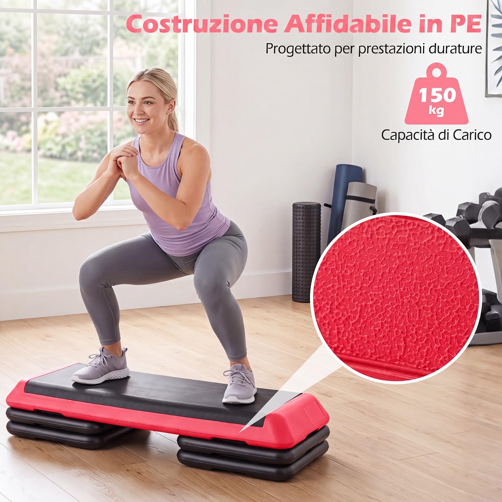 COSTWAY Step Fitness con 4 Blocchi e Altezza Regolabile | Stepper Fitness da Aerobica con Pedana in Plastica Antiscivolo, Allenamento Fisico per Casa, Palestra e Ufficio