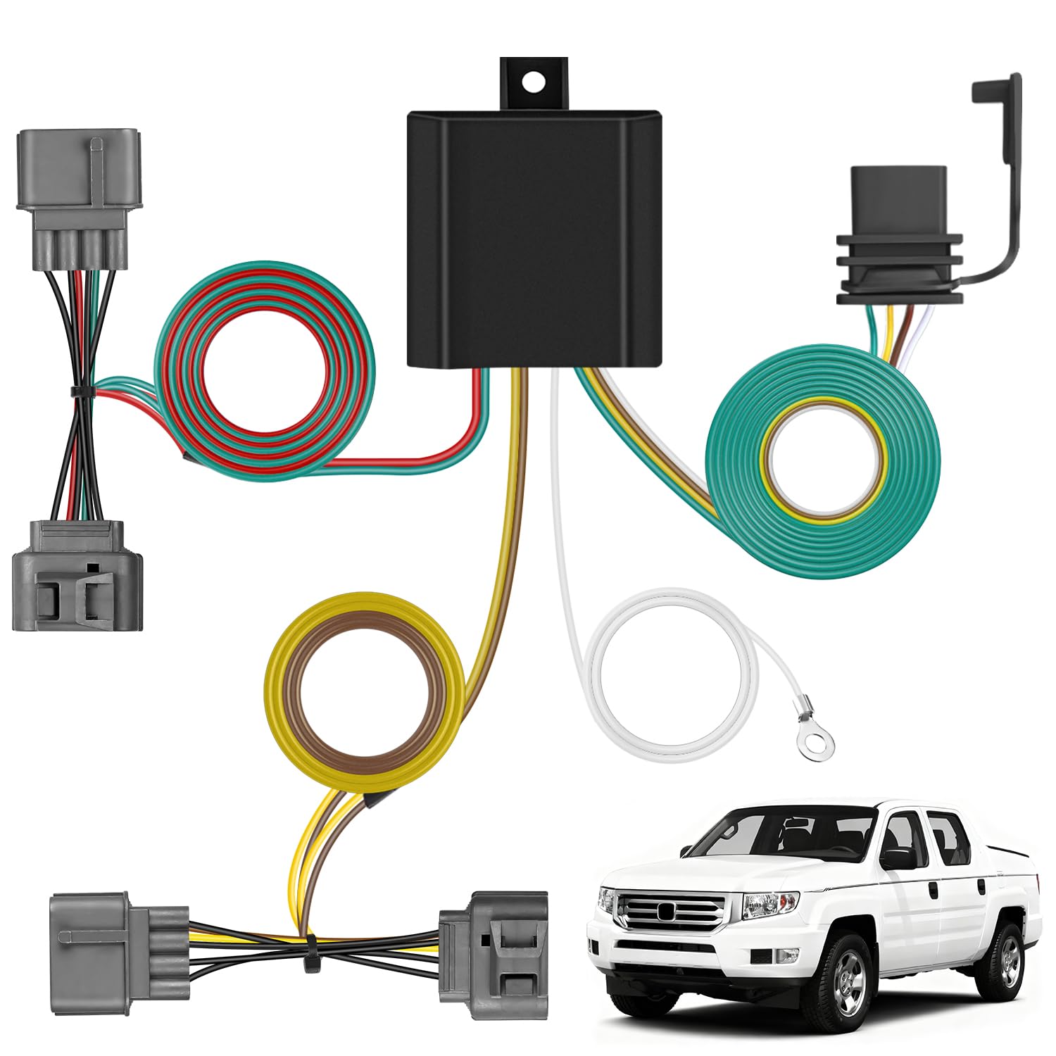 Nilight 4 Pin Trailer Wiring Harness Kit 55585 Vehicle Standard 4 Way Connector Custom for 2006 2007 2008 2009 2010 2011 2012 2013 2014 Honda