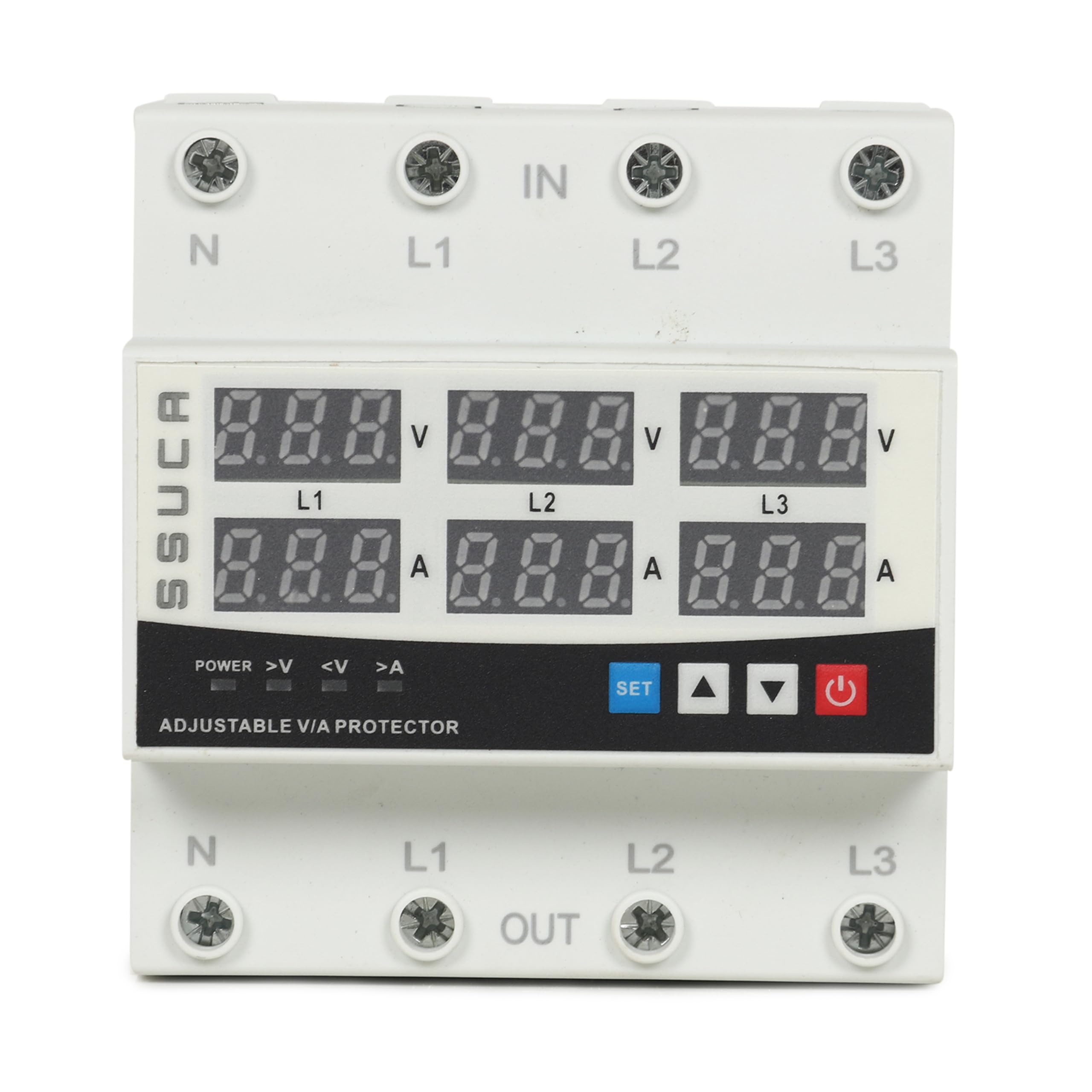 SSUCA 3-Phase Automatic Over/Under Voltage Protector with Over Current Protection and Auto-Reconnect Din-Rail Mount 63A 220V (White) (B0CV7DK55Y) Amazon Price History, Amazon Price Tracker