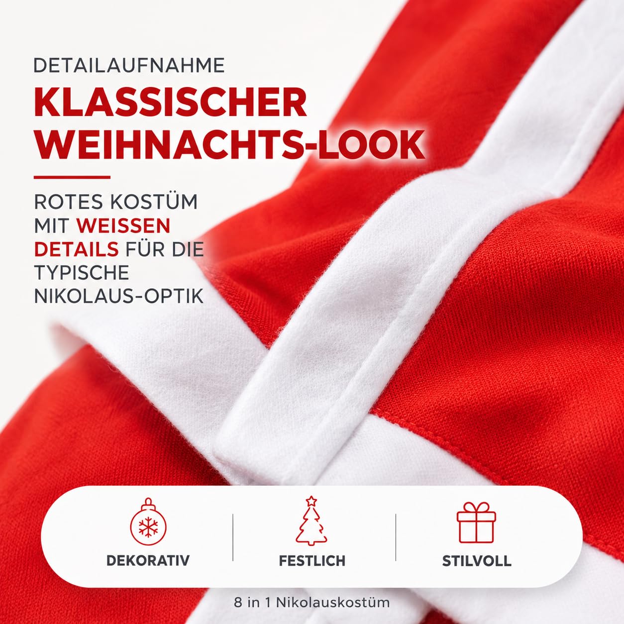 Kostimheld® 6 w 1 kostium Mikołaja - kostium Świętego Mikołaja - na Boże Narodzenie - kostium Mikołaja - Święty Mikołaj - dla mężczyzn/dorosłych (wybór ilości)