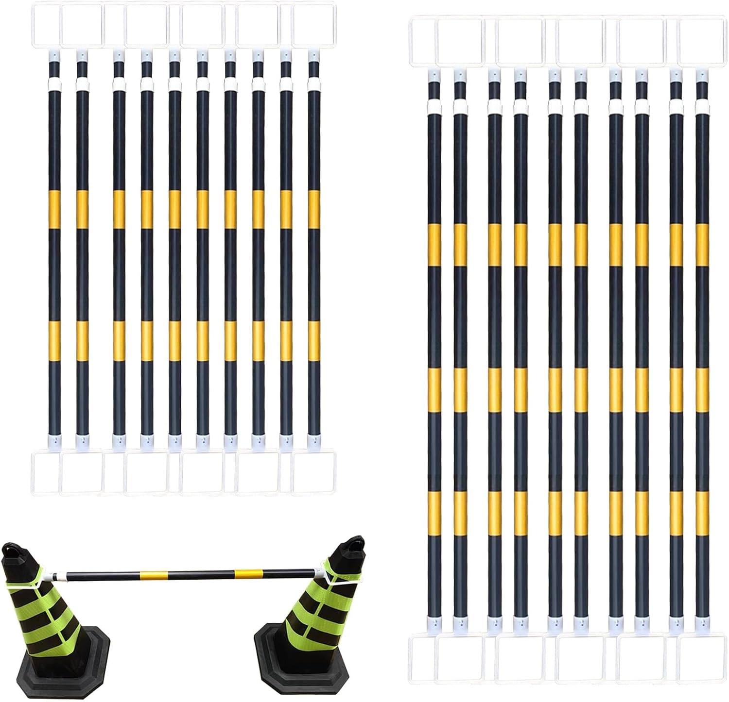 4ft-6.6ft Adjustable Traffic Cone Bar, 15 Pcs Reflective Safety Cone Connectors for Streets & Driveways, Durable Red-White Barrier Pole for Enhanced Visibility & Security