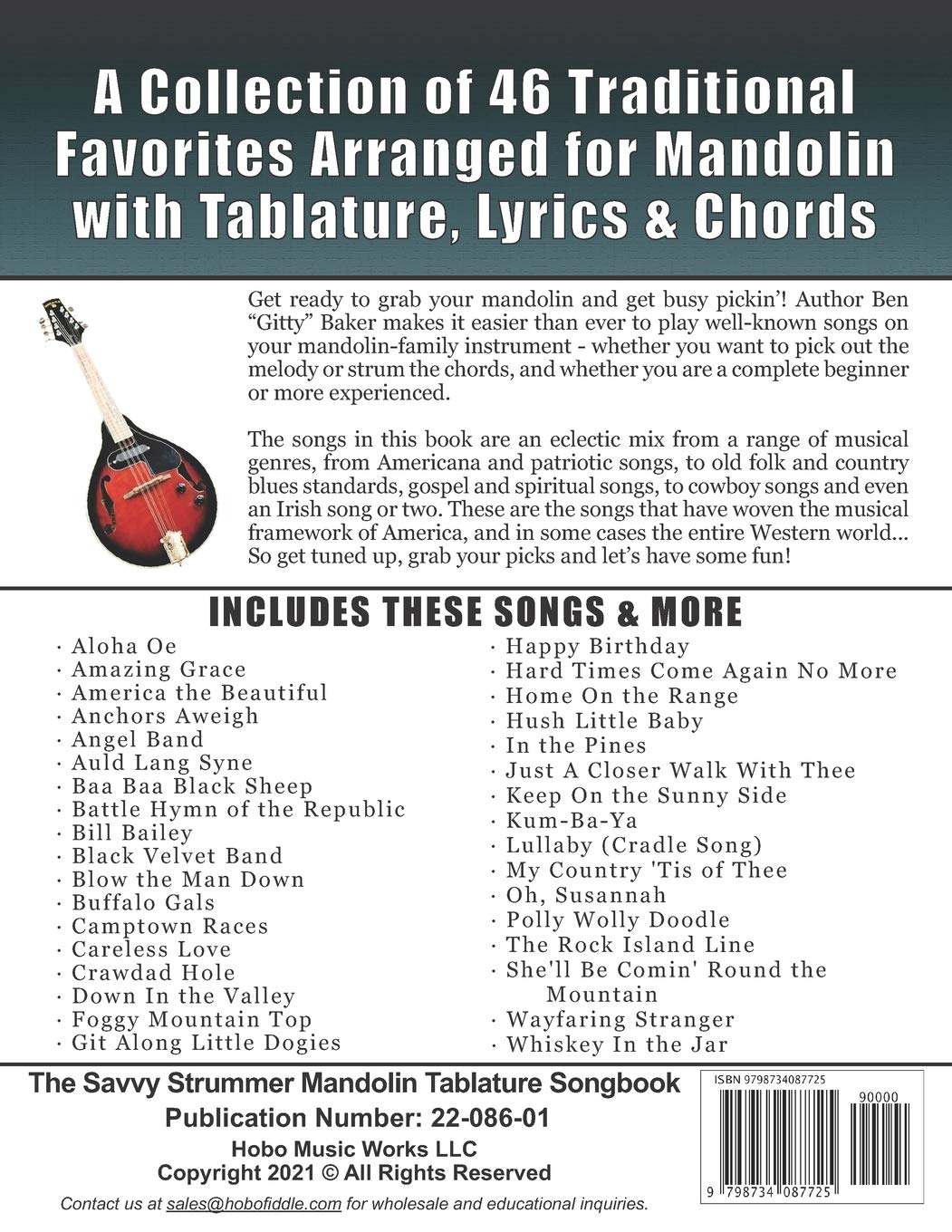 The Savvy Strummer Mandolin Tablature Songbook: 46 Easy-to-Play Favorites Arranged with Tab, Lyrics and Chords for Mandolin-family GDAE Instruments