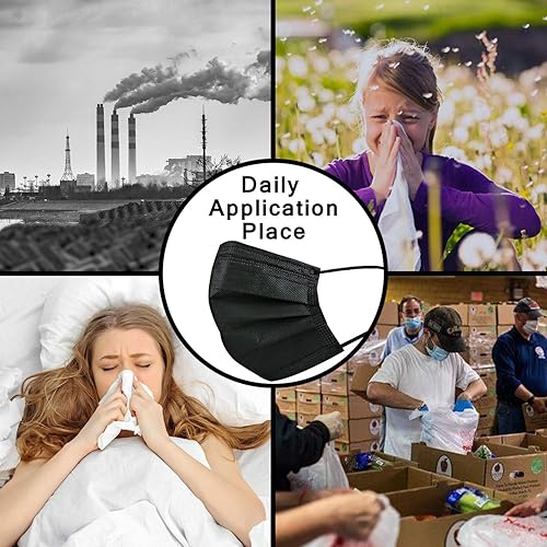 Miniatura 7 de DIOLV - Máscara desechable para rostro para mujeres y hombres adultos 3 capas 50 unidades