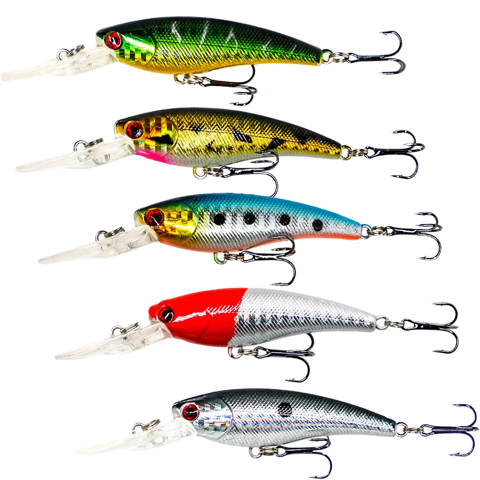 GuangWei ABS Minnow Sinking Fishing Lures - Lifelike Lures for Bass, Trout, Bluegill, Walleye, Pike & Salmon - Durable Fishing Lures with Realistic Swimming Action, Ideal Gifts for Fishing Enthusiasts