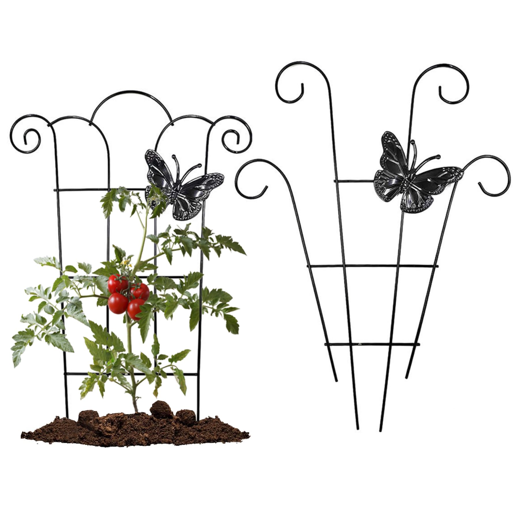 tddouck Trellis for Climbing Plants 2PCS 15.75x11.81 Inch Curved Shpe Butterfly Decor Garden Trellis Panels Waterproof Rustproof Plant Climbing Frame for Indoor Outdoor