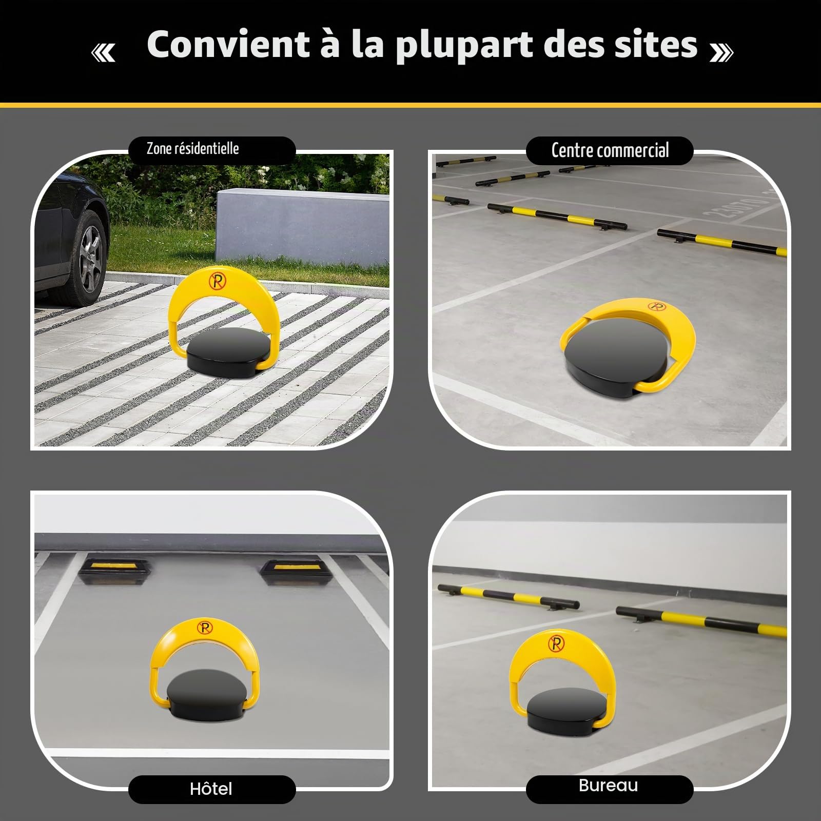Barrière de parking électrique avec télécommande de 30 m, pliable, verrouillage automatique (batterie sèche non incluse)