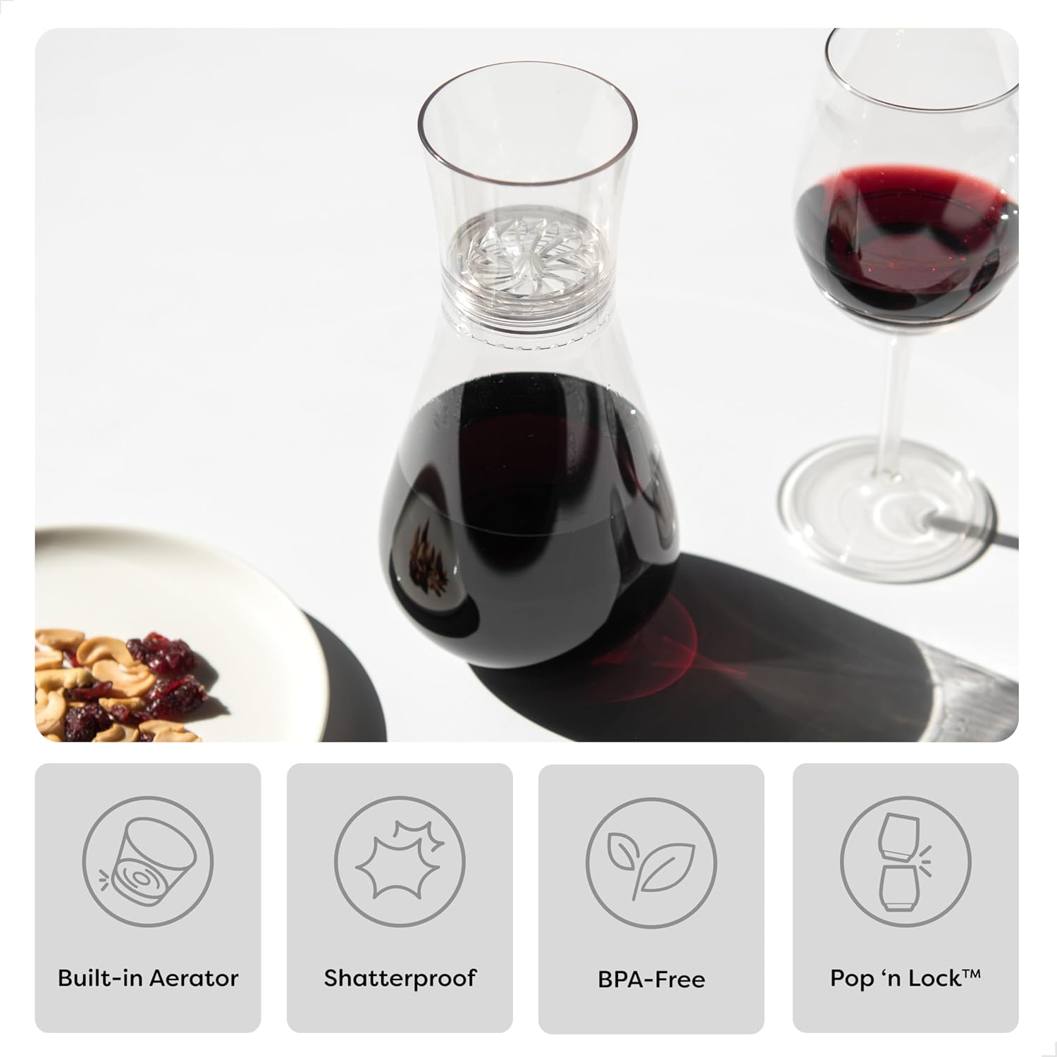 TOSSWARE POP 28oz Set of 72, Premium Quality, Recyclable, Unbreakable & Crystal Clear Plastic Aerating Decanters