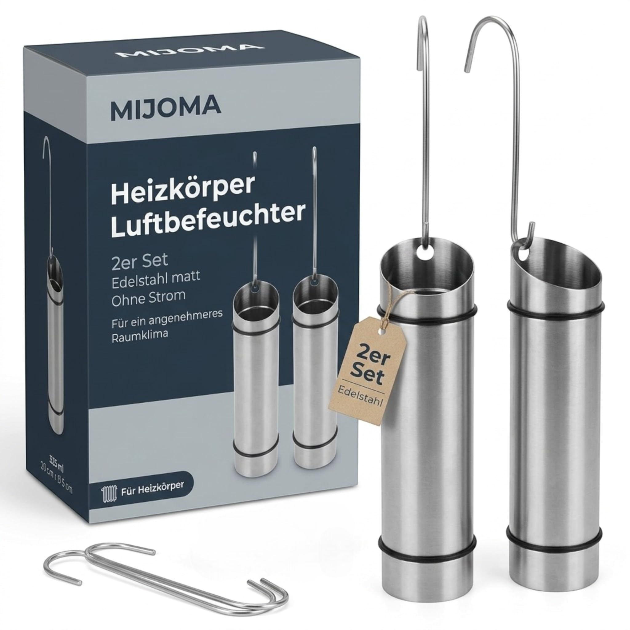 Humidifier with Water Level Indicator, Evaporator, Set of 2 for Attaching to the Radiator, 12 Special Fleece Inserts, for Rooms/Homes up to 40 m²