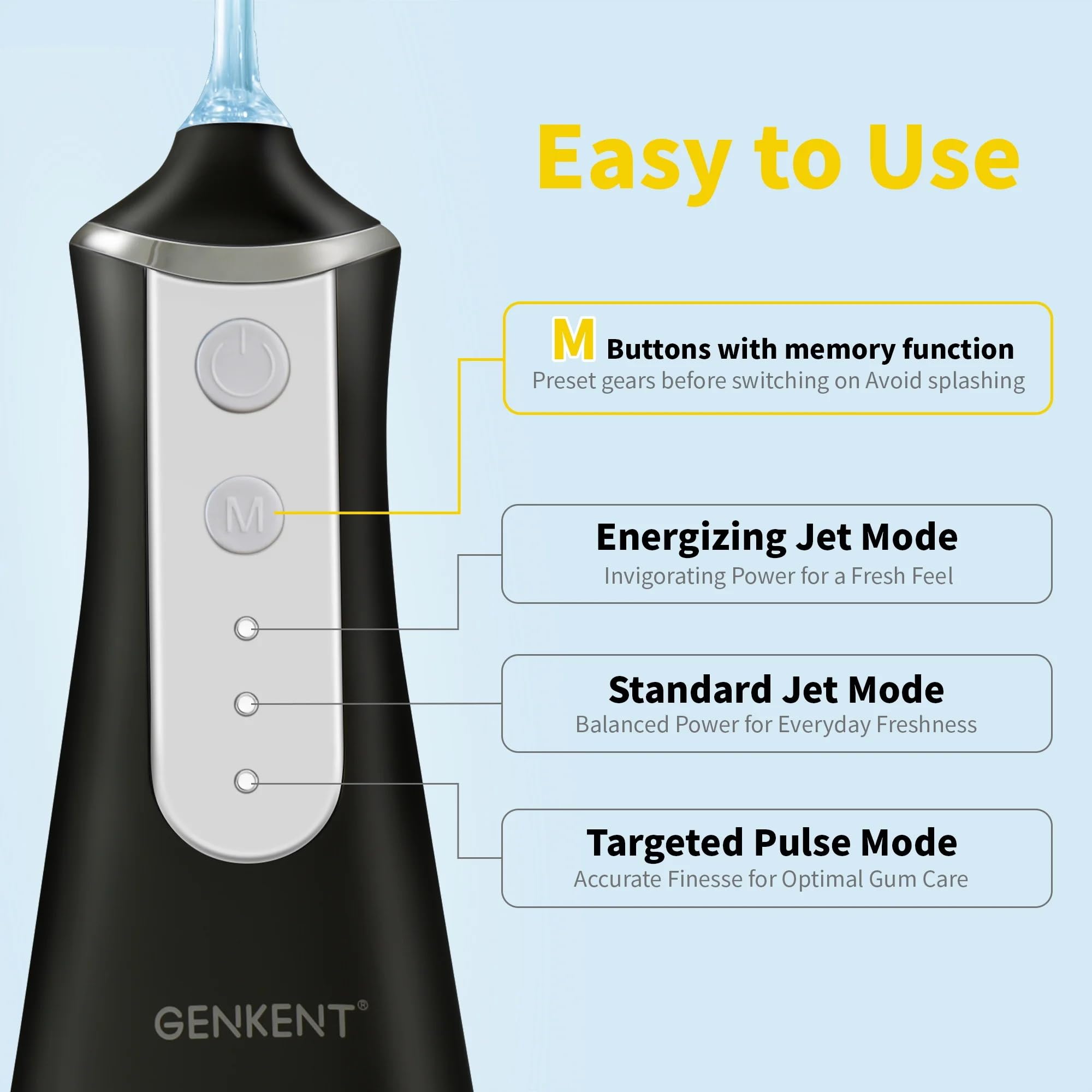 OriginalSourcing Water Flosser for Teeth, Cordless Dental Flosser 3 Modes 5 Tips Rechargeable, Black