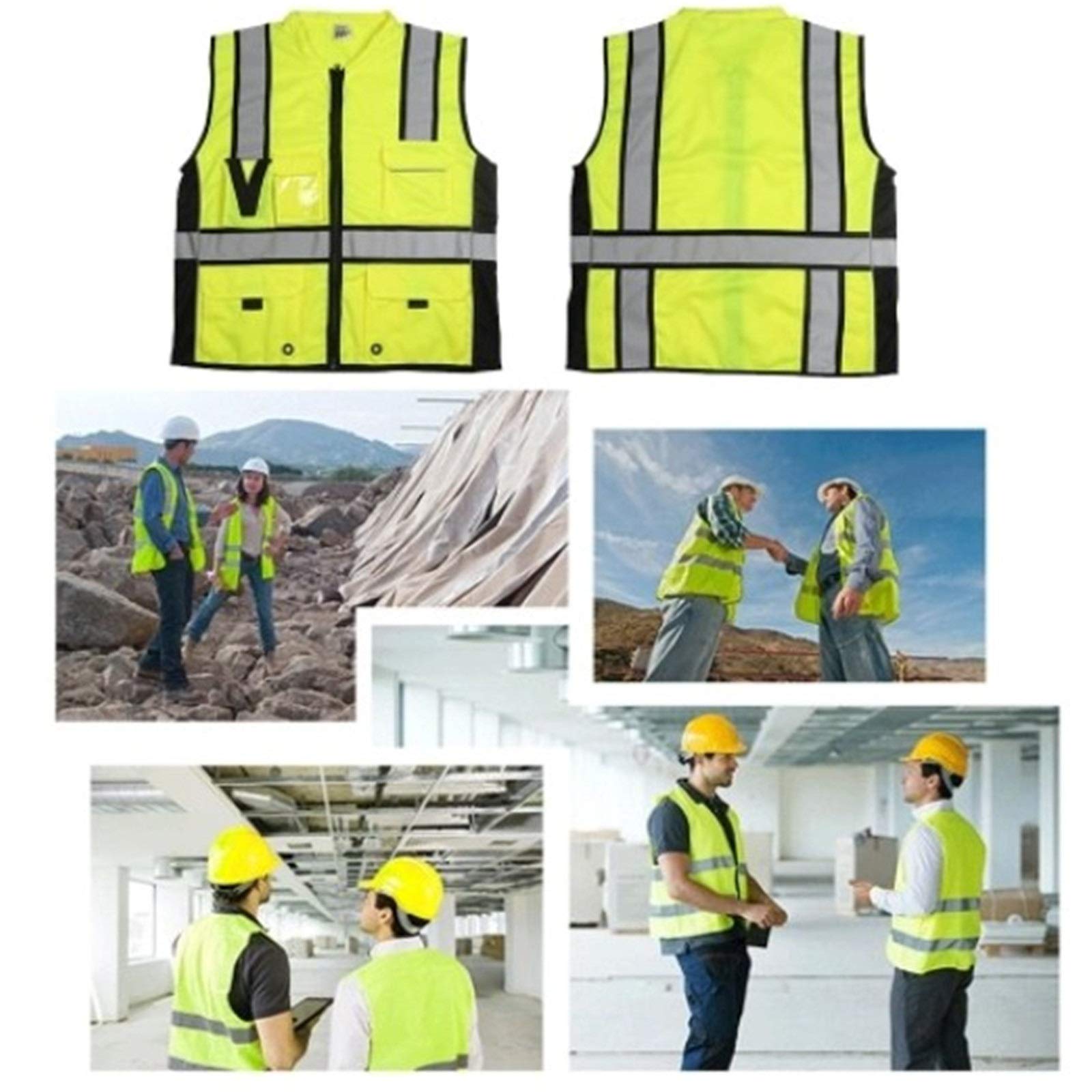 Chaleco de alta visibilidad, Safety Vest High Multi Pockets For Outdoor Work Multicolor M L XL