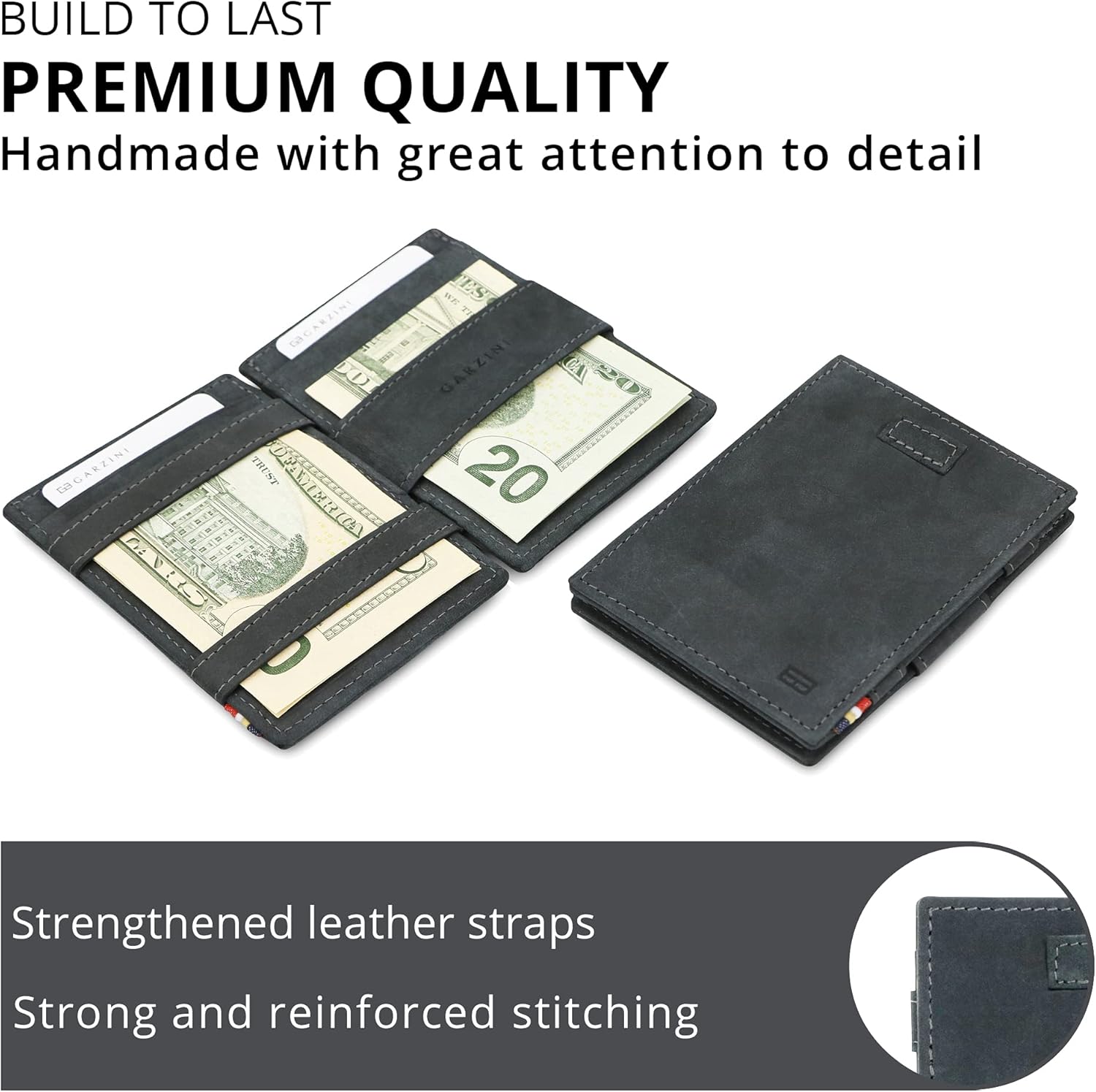 Garzini Magic Wallet with Pull-Tab, Mens Wallet Leather, ID Card Holder RFID Blocking, Slim Wallet for Men for 12 Cards, Camel Brown - Image 5