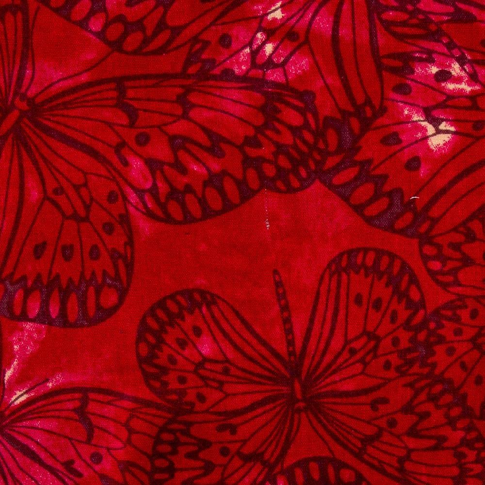 Butterfly Melody Print 100% Quilting Cotton Fabric Sold Per Metre 112cm Wide | The Fabric Guys (Red)