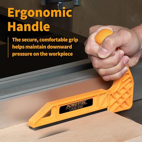 Miniatura 5 de POWERTEC Palo de empuje en forma de L para sierras de mesa, mesas de router, cepilladoras, palo de empuje para sierra de mesa con mango ergonómico,