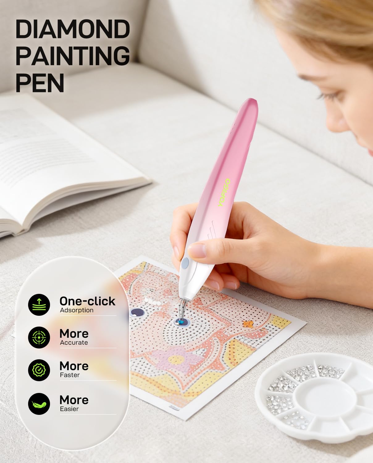 YOFIGO Stylo de peinture diamant électrique rechargeable