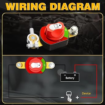 Side Post Battery Disconnect Switch 12V-48V 300A On Off Heavy Duty Battery Cut Off Shut Off Switch for Car RV Boat ATV UTV Vehicles (Negative)