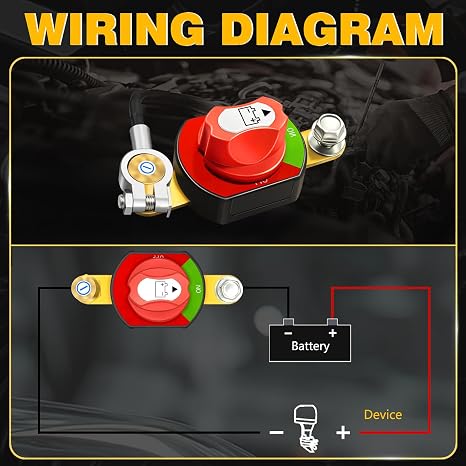 Side Post Battery Disconnect Switch 12V-48V 300A On Off Heavy Duty Battery Cut Off Shut Off Switch for Car RV Boat ATV UTV Vehicles (Negative)