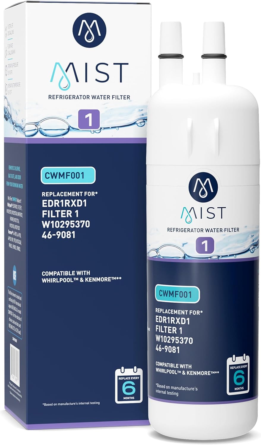 Mist EDR1RXD1 Replacement for Everydrop® Filter 1 – Whirlpool® WHR1RXD1 W10295370A, Kenmore® 46-9081 Refrigerator Water Filter – NSF 42 & 372 Certified Mist EDR1RXD1 Replacement for Everydrop® Filter 1 – Whirlpool® WHR1RXD1 W10295370A, Kenmore® 46-9081 Refrigerator Water Filter – NSF 42 & 372 Certified