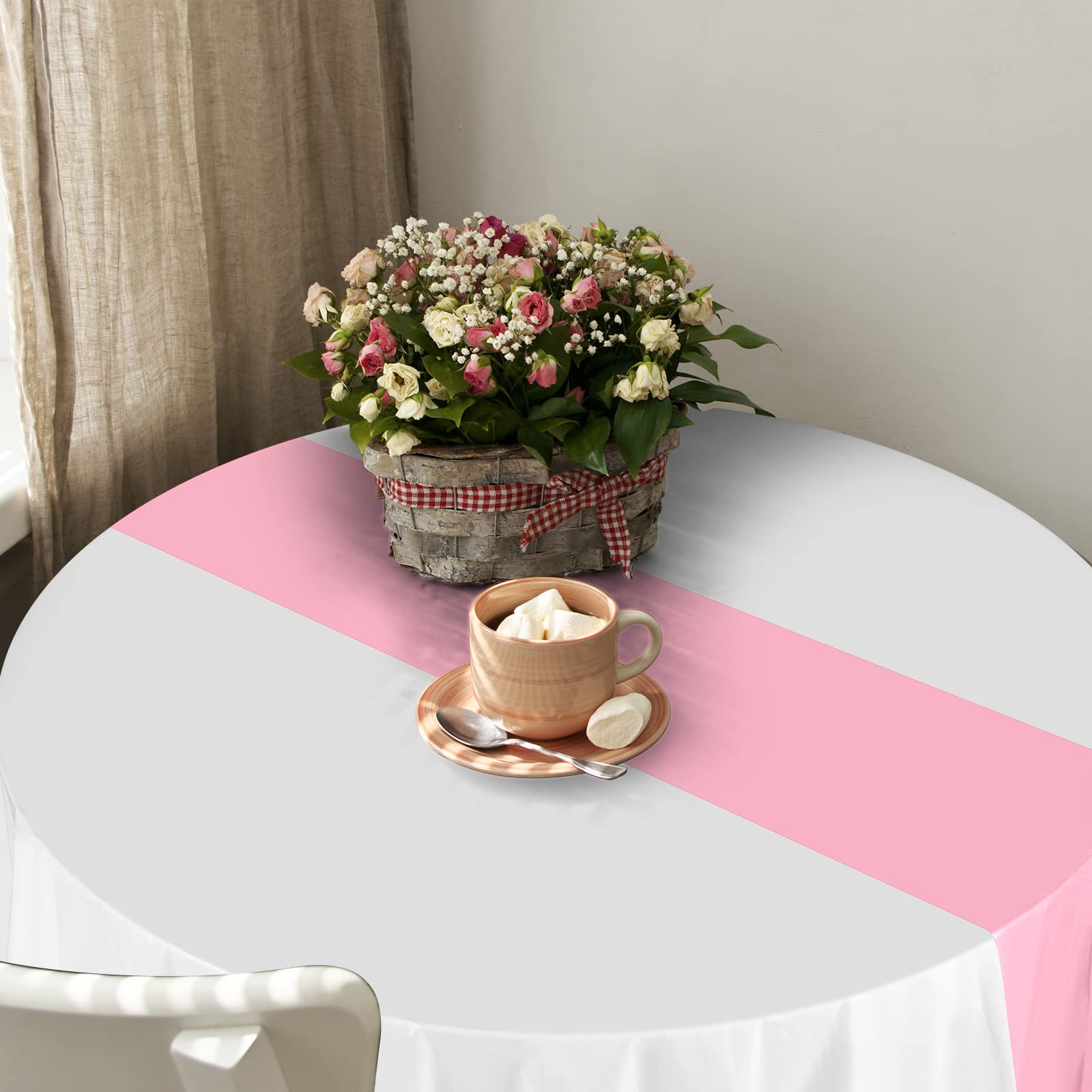Oudain 6-Pack Rugby Party Tablecloths - 84 Inch Round Disposable Plastic Table Covers