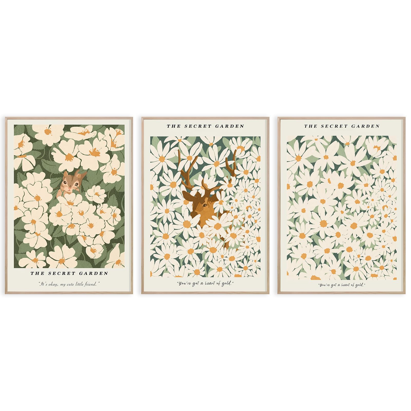 Secret Garden Wall Art Set of 3 Wildflower Poster 12x16 Inch Unframed — image 1