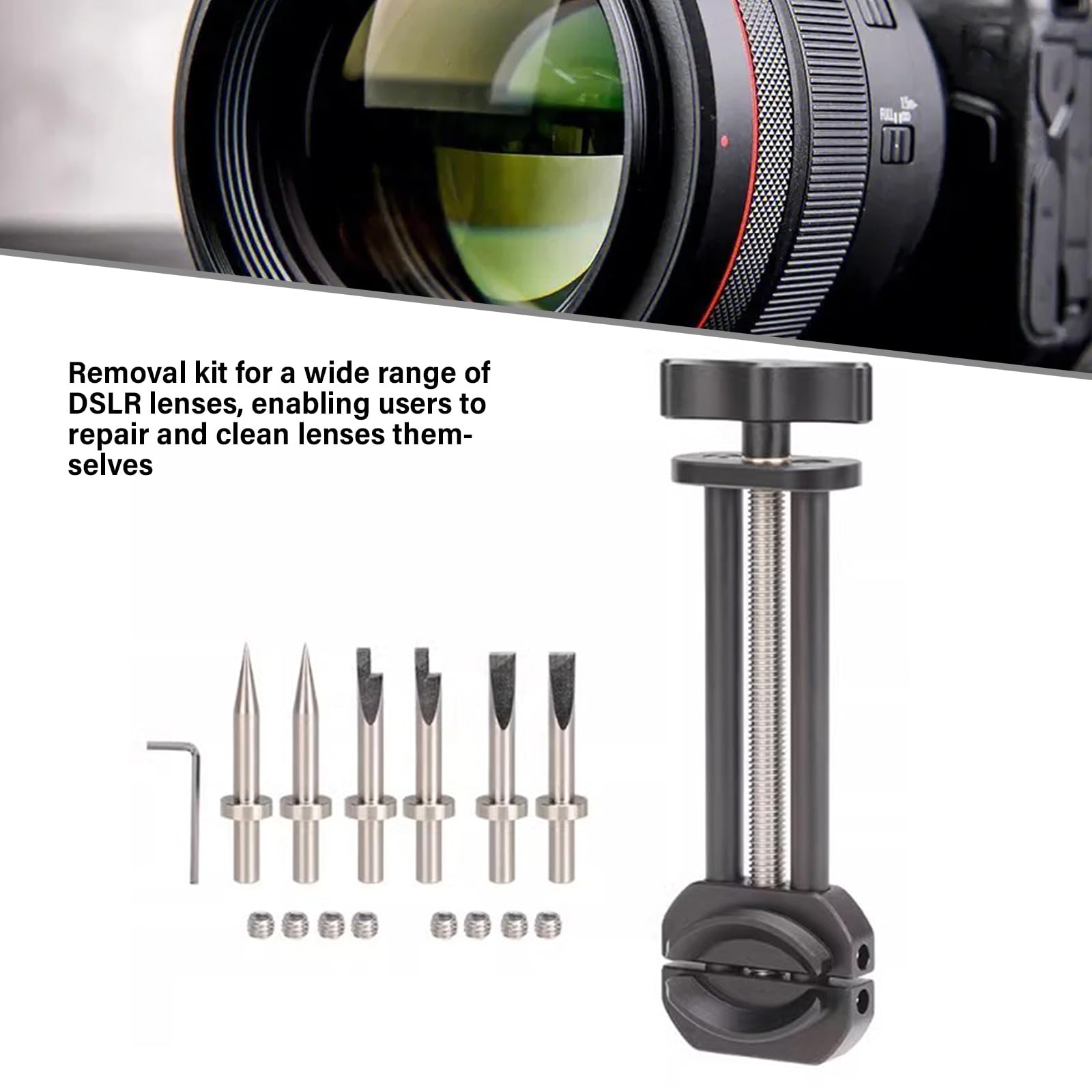 Set di strumenti per la pulizia del filtro della fotocamera Set di morse per videografi e fotografi Strumenti di riparazione del filtro a lente aperta