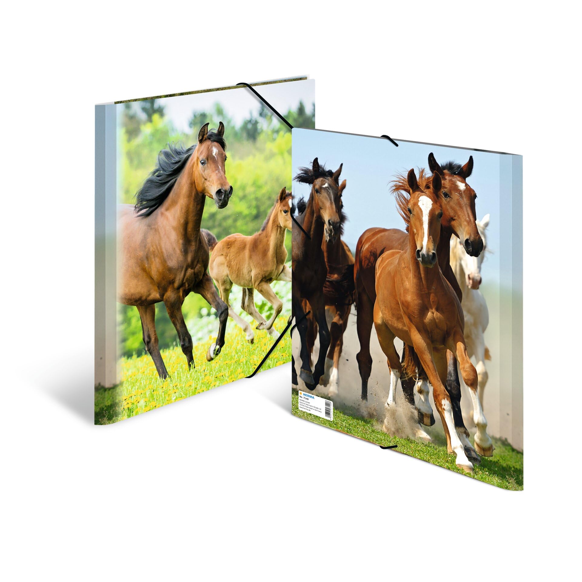 HERMA Portfolio Folders A4 Horse Set of 3 Children's Plastic Corner Folder with Animal Motif, Elastic Band - Image 4