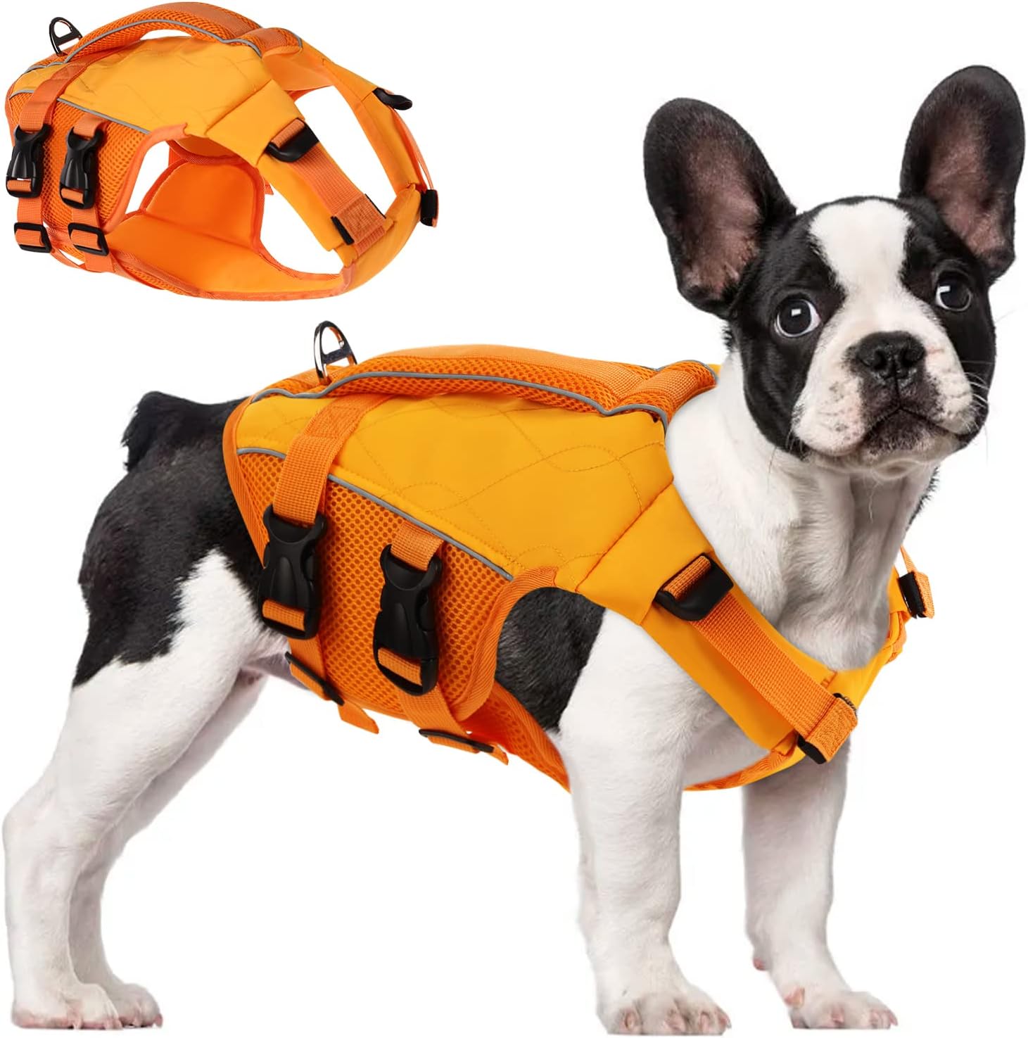 ASENKU Dog Life Jacket with Rescue Handle, Dog Life Vest for Swimming Boating with High Flotation, Ripstop Lightweight Pet Life Preserver with Reflective Stripes for Small Medium Large Dogs