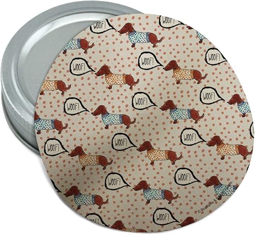 Woof Goes the Wieners Dachshunds Perros en suéteres Patrón redondo de goma antideslizante Tarro agarrador tapa abridor