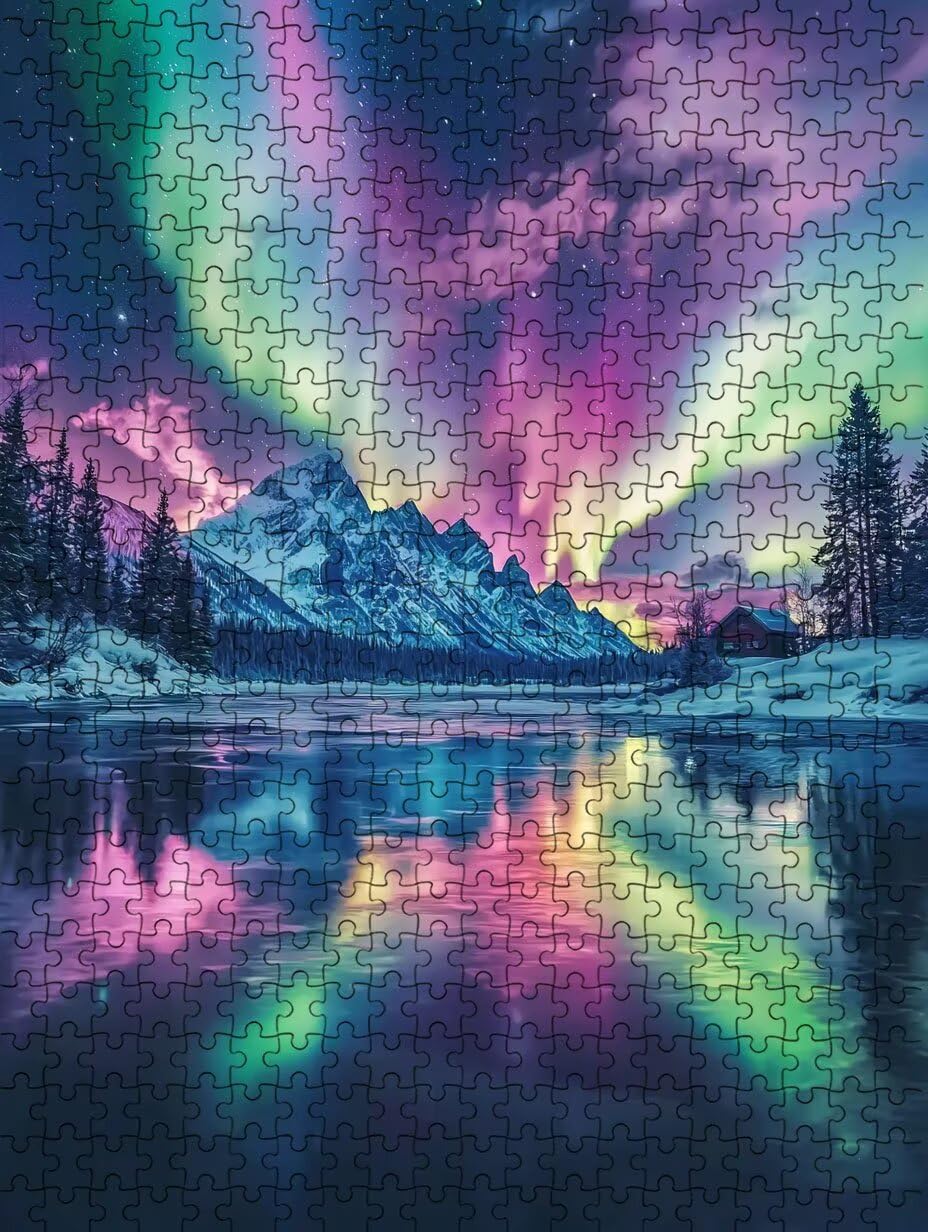 Puzzle 4000 sztuk, puzzle fantasy zorza polarna dla dorosłych 4000, drewniane puzzle, klasyczne gry edukacyjne, niemożliwe wyzwanie, rodzina gier, kreatywny prezent DX0YL1-483