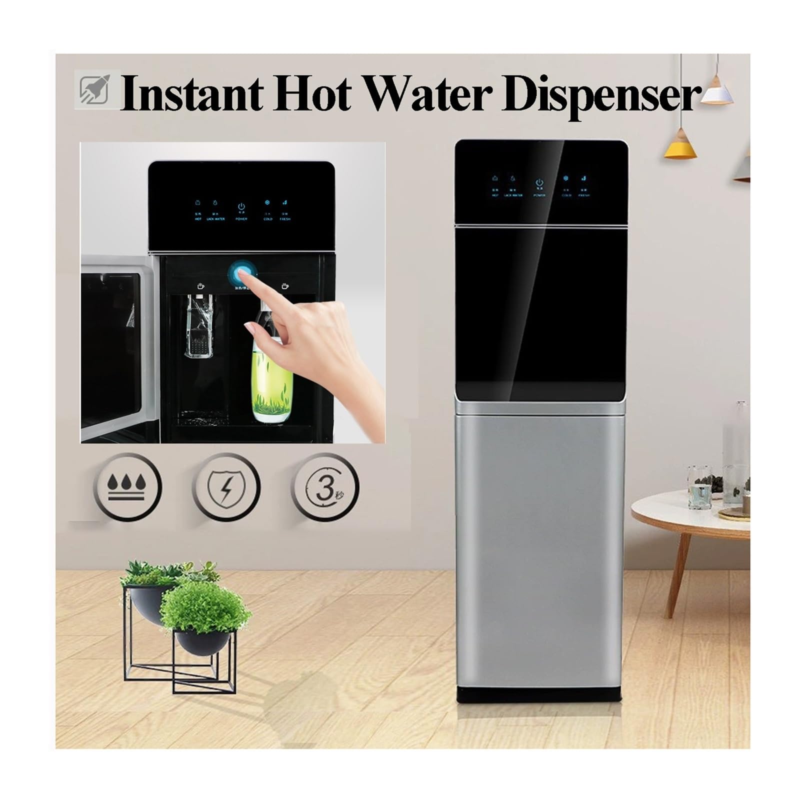 Cichy, wolnostojący dystrybutor wody, energooszczędny dystrybutor ciepłej i zimnej wody, dystrybutor wody dla dzieci, do użytku w nocy w sypialni, nawodnienie przyjazne dla osób starszych