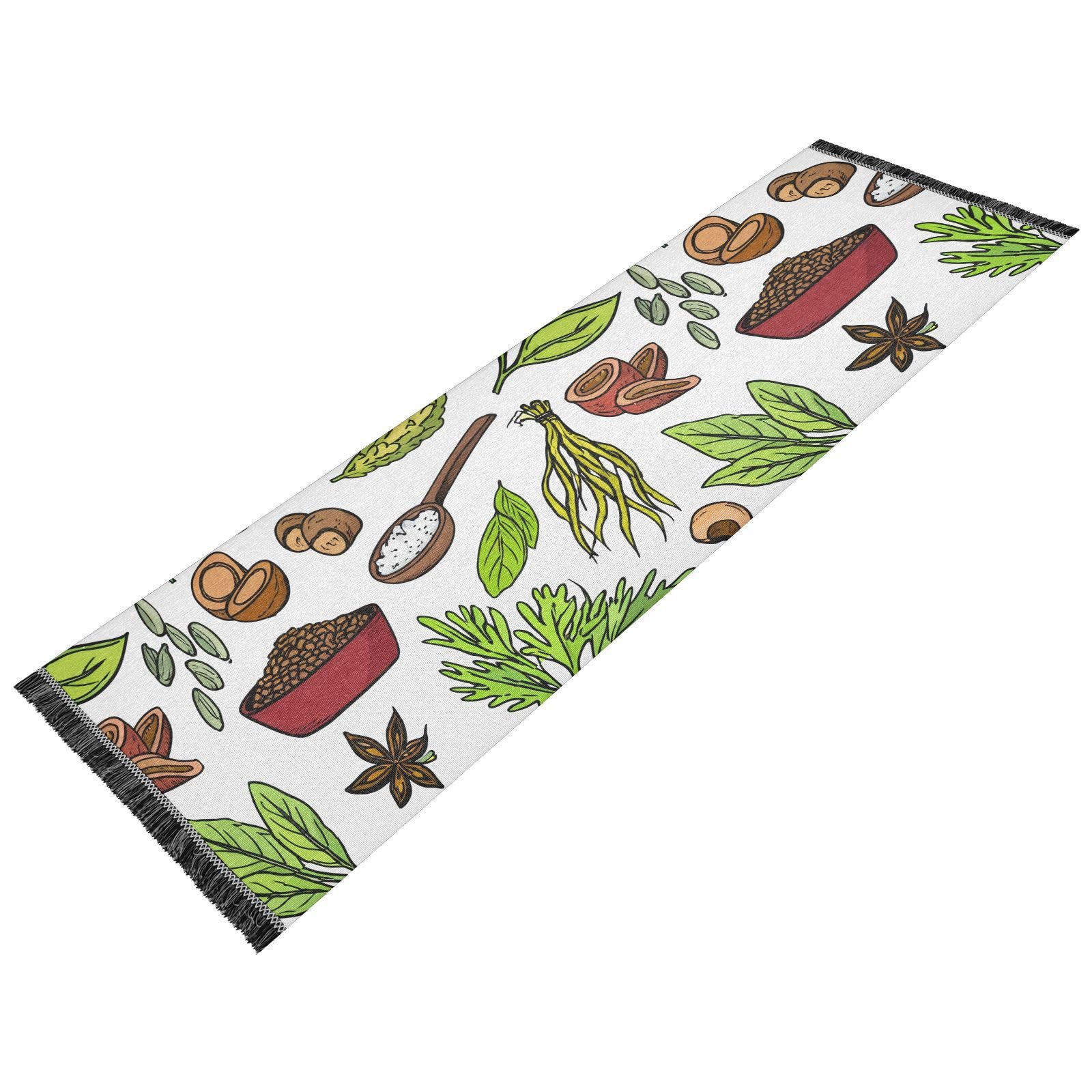 Spice Herbs Seeds White Runner Rug for Hallways Kitchen Rugs Washable Rug for Hardwood Bedroom Entryway 72 * 23.5 in