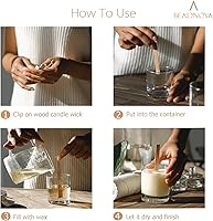 Vista 4 de BEADNOVA Pestañas de mecha de madera para velas, 30 pestañas de sostenedor de mecha de madera para fabricación de velas y bricolaje (0.6 pulgadas)