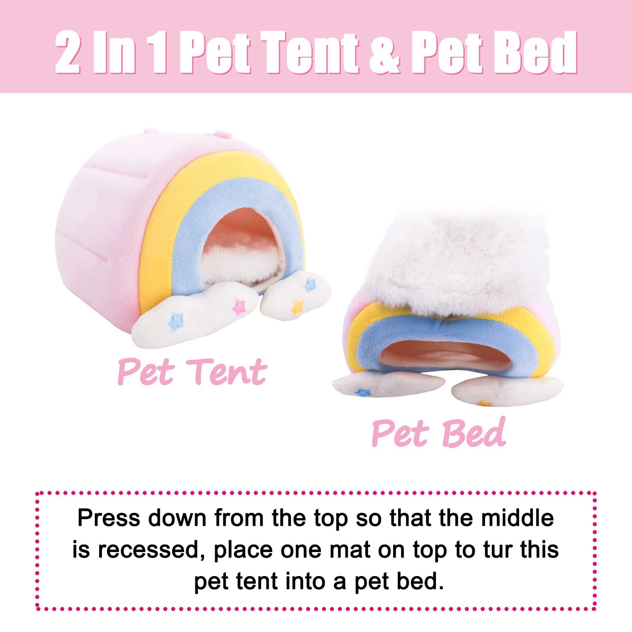 WURMONE Guinea Pig Hideout Cave, Cozy Small Animal Bed With Removable Pad, Cage Accessories for Hamster Rabbit, Hedgehog - Image 3