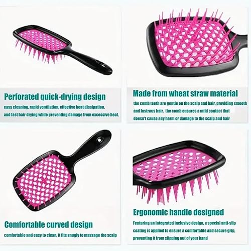 Miniatura 7 de 2 cepillos desenredantes para el cabello, cepillo desenredante para cabello rizado, cepillo desenredante húmedo y seco, cepillo de masaje para cuero