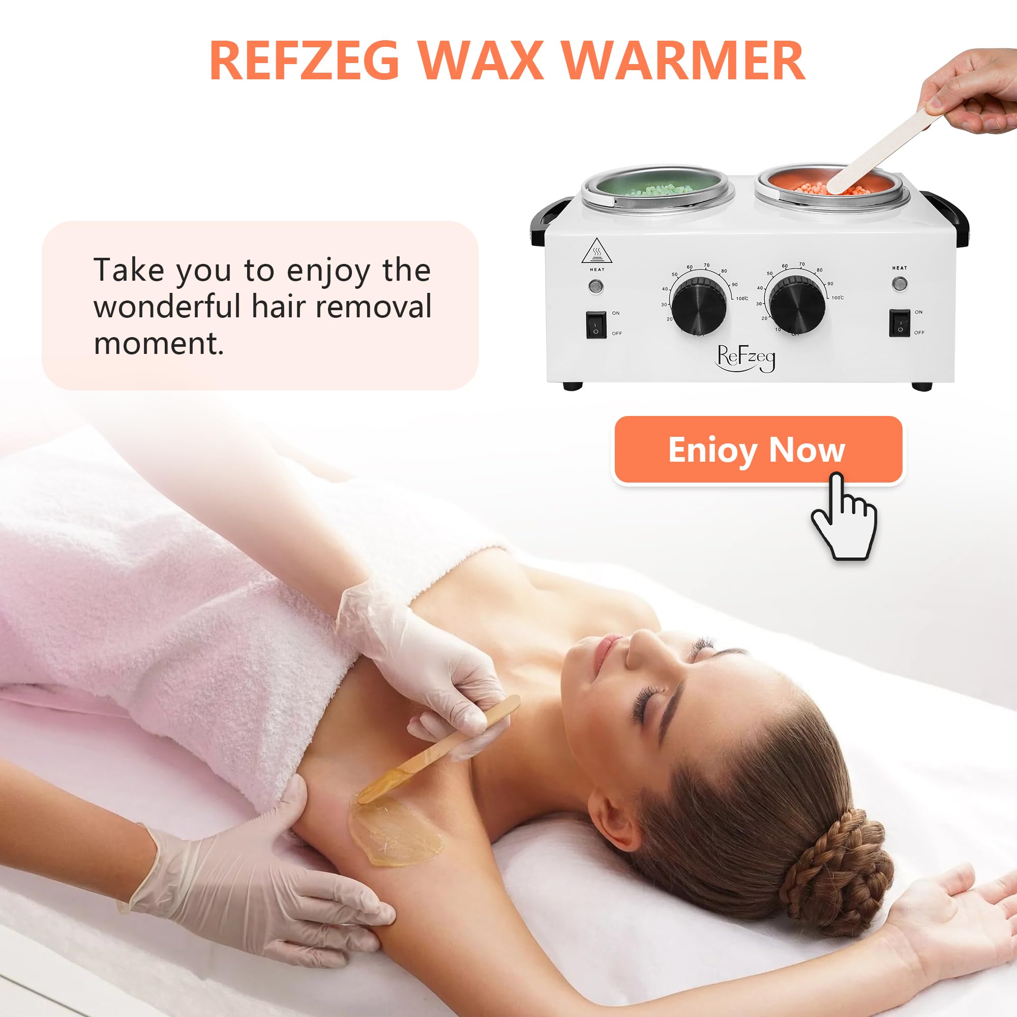 Professioneller Wachswärmer mit Dual-Haarentfernungsset zur schmerzfreien Haarentfernung mit einstellbarer Temperatur Set, 50 Stäbe, 20 Schutzkragen