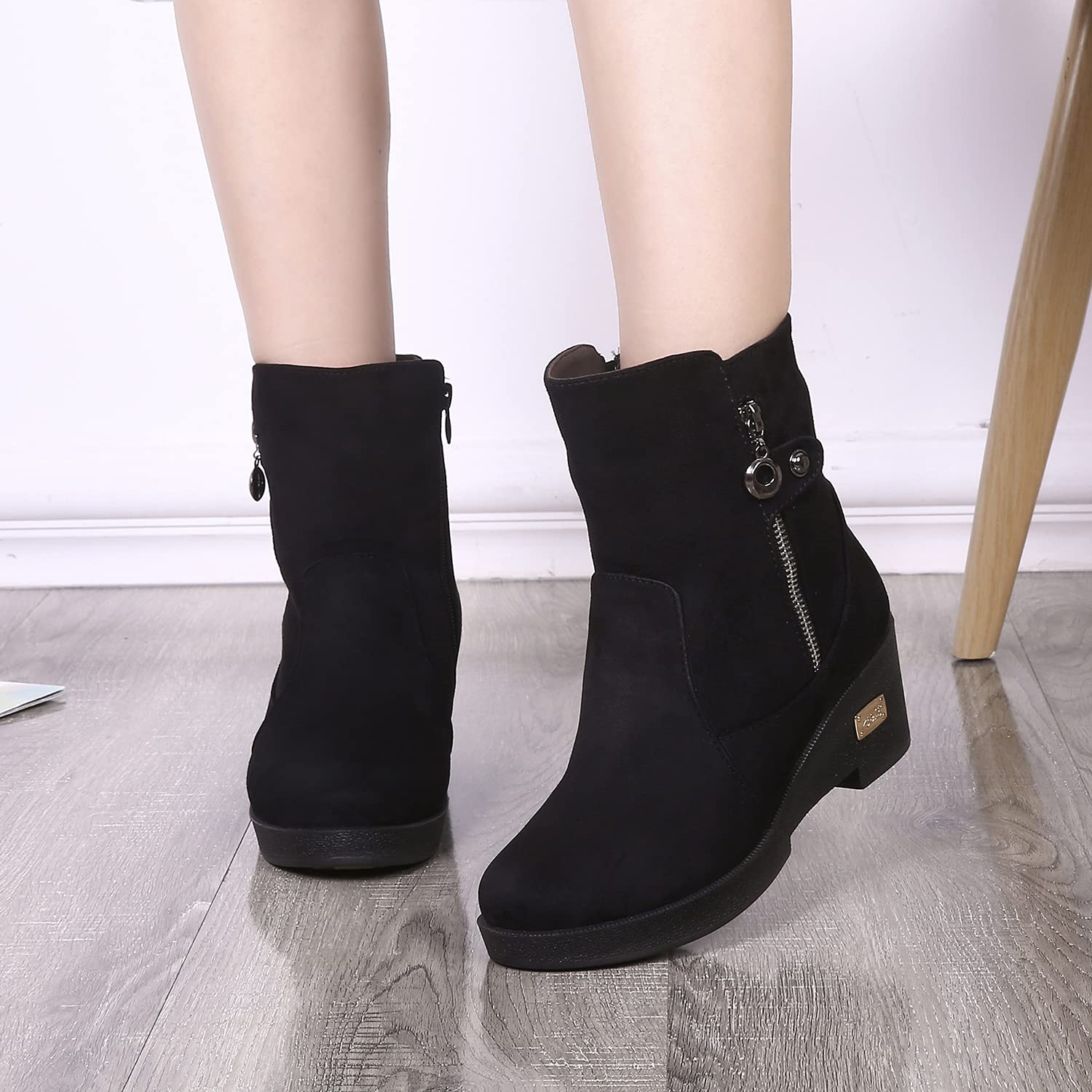 Damen Schneestiefel Keilabsatz Winterstiefel Warme Gefütterte Winterschuhe Rutschfest Stiefel Boots Schlupfstiefel Stiefeletten Gr.36-42