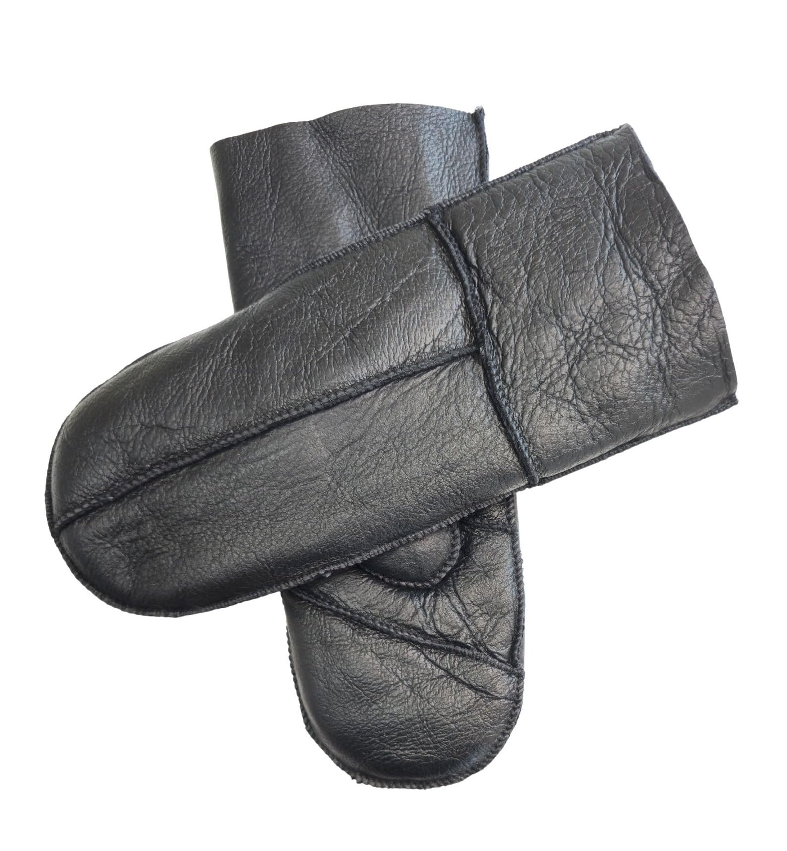 Infinity Leather Women's Black Genuine Real Sheepskin Mittens Warm Gloves