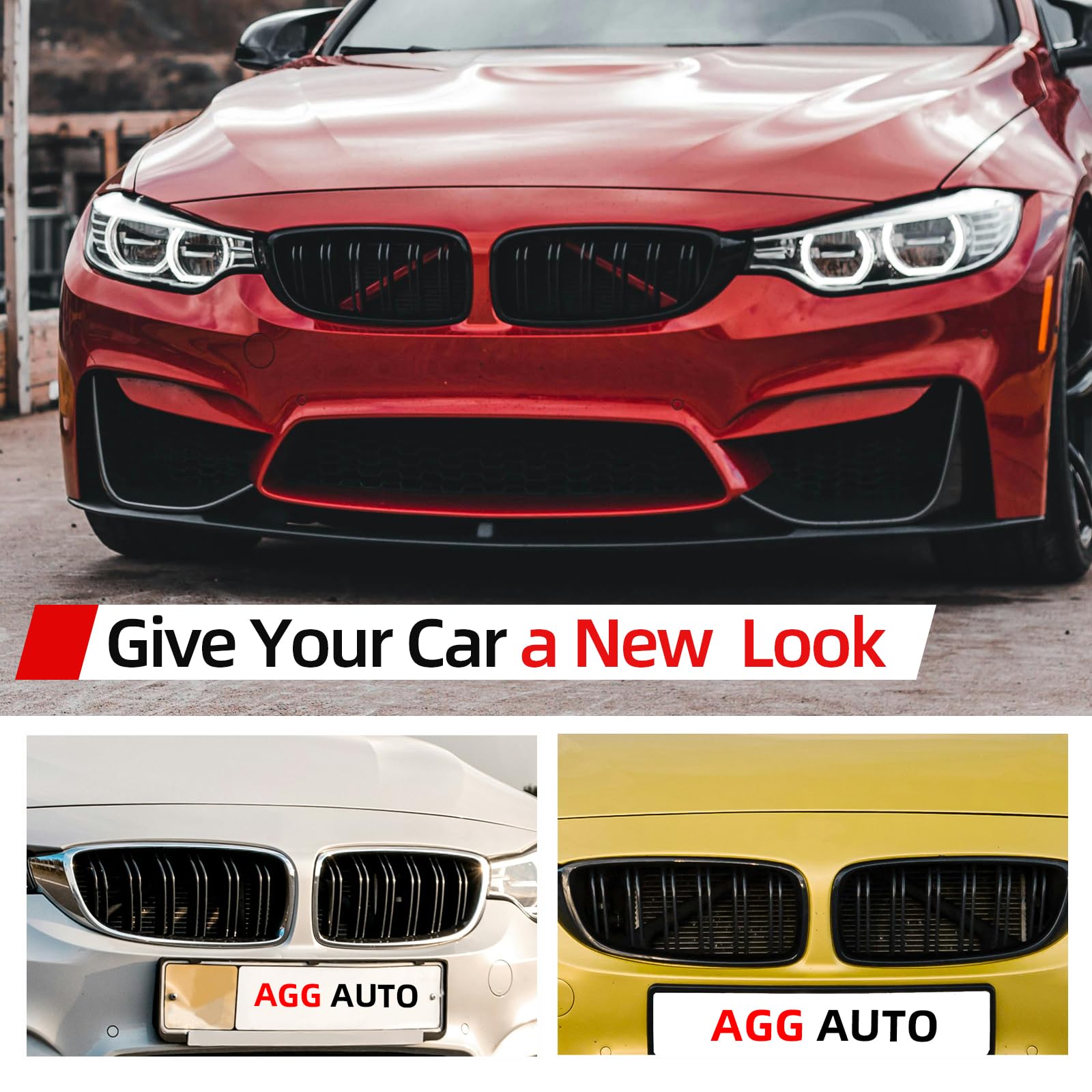 AggAuto Rejilla radiador negro brillante para BMW Serie 5 F10/F11 2010-2016 | 6 barras dobles riñones delanteros, material ABS resistente, instalación sencilla, compatible F10 F11