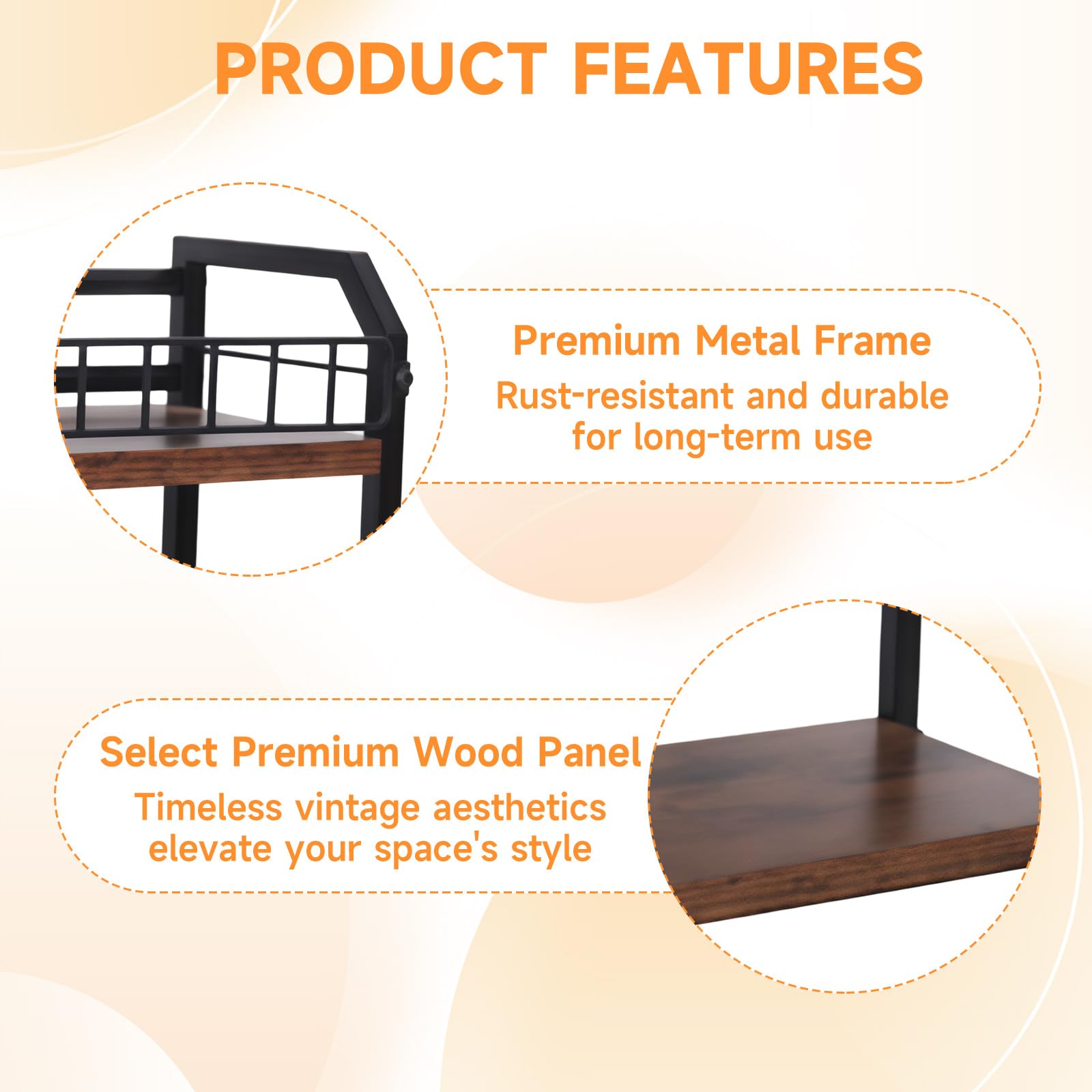 2-Tier CD Storage Rack & Tower, Vinyl Record & CD Holder with Display Shelf, Industrial Retro Wood & Iron Organizer for LPs, CDs, DVDs, Games, Magazines, Space-Saving Desktop CD Stand — view 4