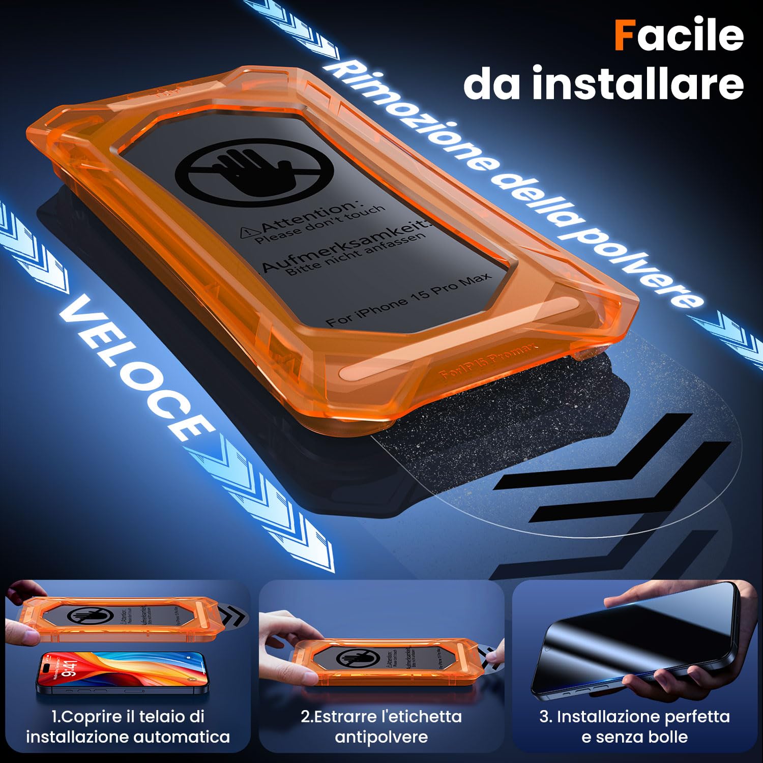 Kesuwe 3 Pz Vetro Temperato Privacy Per IPhone 15 / 15 Pro - Antispia, 9H, HD, Compatibile Con Cover