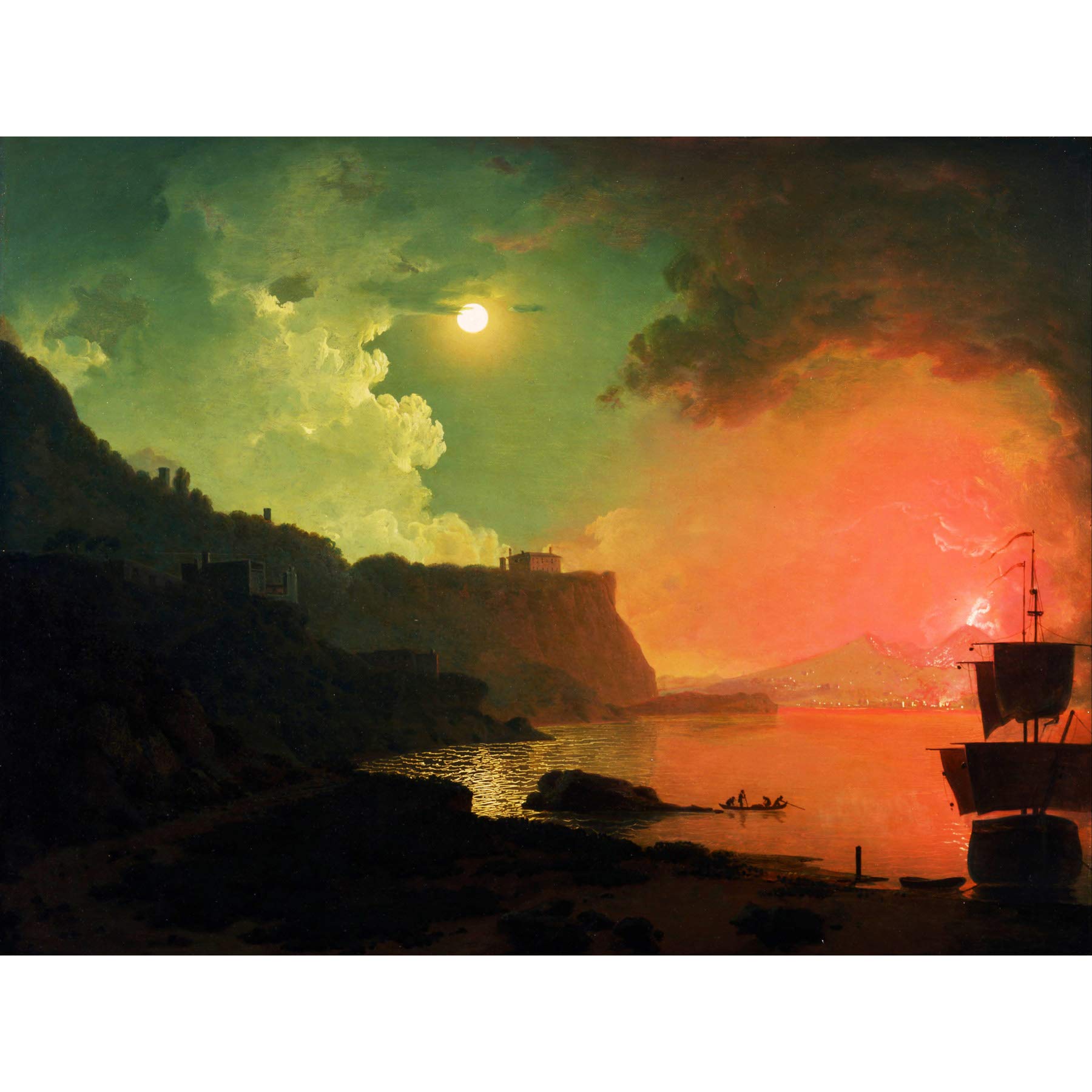 Wright Derby Volcano Vesuvius Posillipo Eruption Painting Large Wall Art Print Canvas Premium Mural