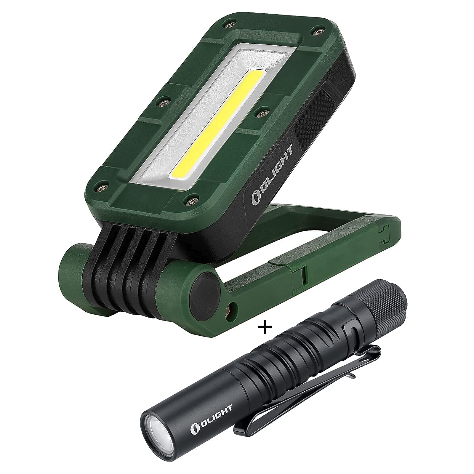 OLIGHT Swivel 400 Lumens LED Compact Rechargeable Magnetic COB Work Light, Bundled with I3T EOS 180 