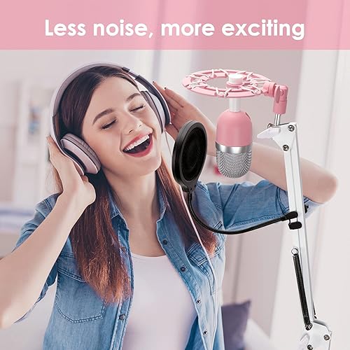 Miniatura 7 de YOUSHARES Soporte de choque rosa compatible con Razer Seiren Mini Micrófono Bloqueo avanzado de vibración de montaje en choque, soporte de brazo de
