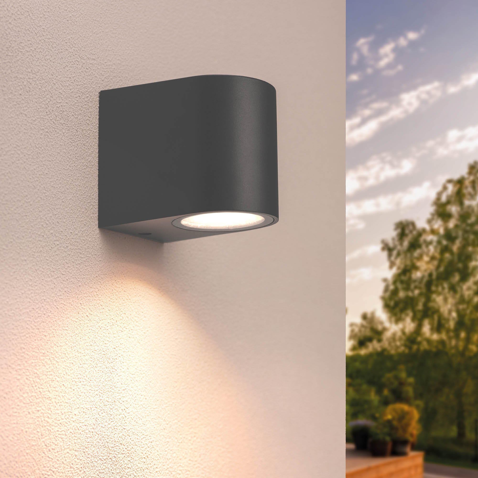 Ledvion Dimmable - Led Wall Light 5W, 2700K, Ip54, Anthracite & Round, Gu10 Spot