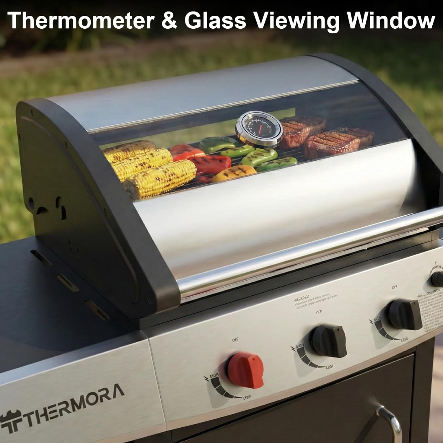 4 Burners Propane Gas Outdoor Grill 50000 BTU, 553 Sq.in, Side Burner, Porcelain-Enameled Grates BBQ Grill, Stainless Steel Propane Grill Outdoor Cooking, Patio Garden Family Party Barbecues