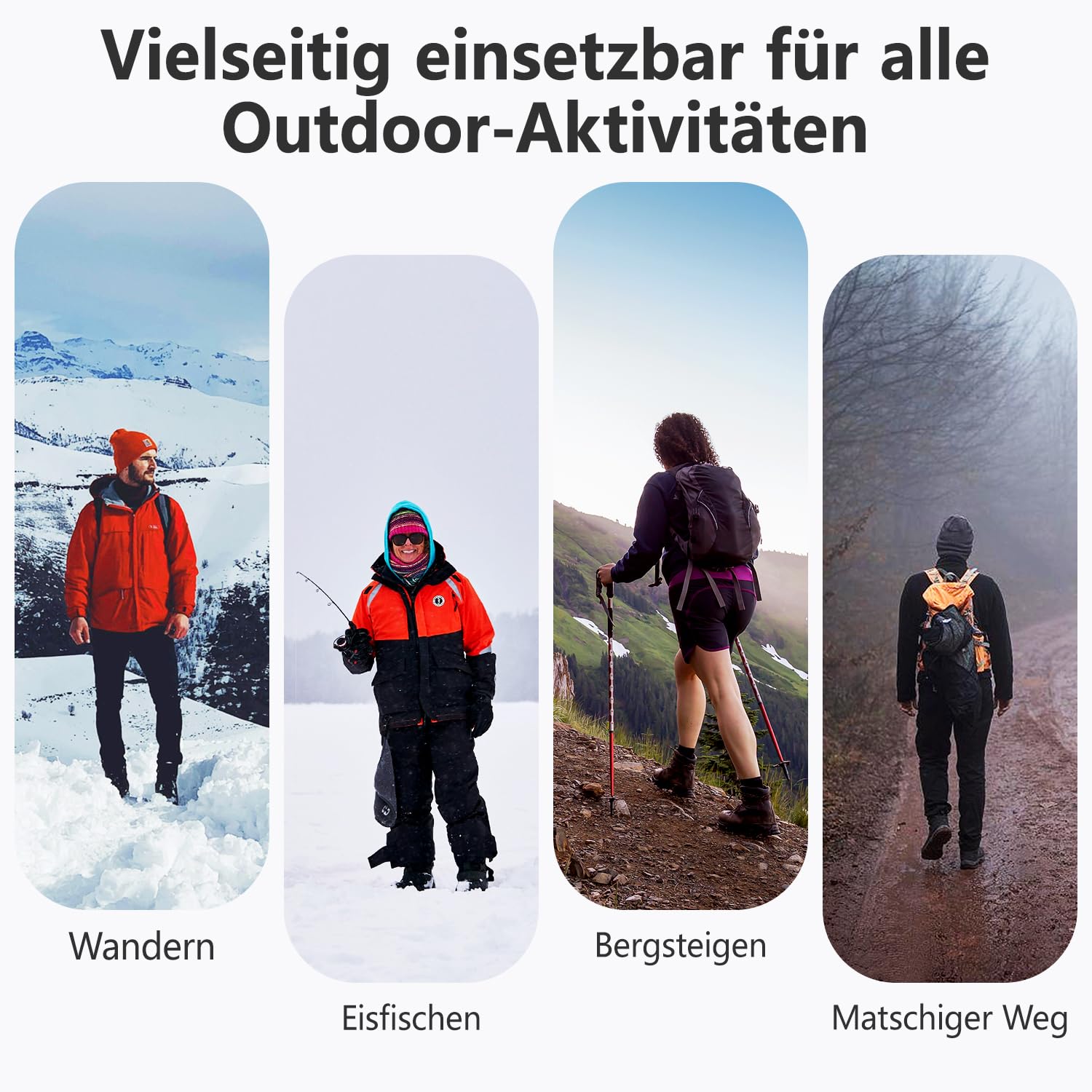 Steigeisen für Bergschuhe mit 11 Zähne Verdickte Schuhkrallen aus Edelstahl Anti-Rutsch Schuhspikes für Wandern Trail Running Trekking Winter Outdoor