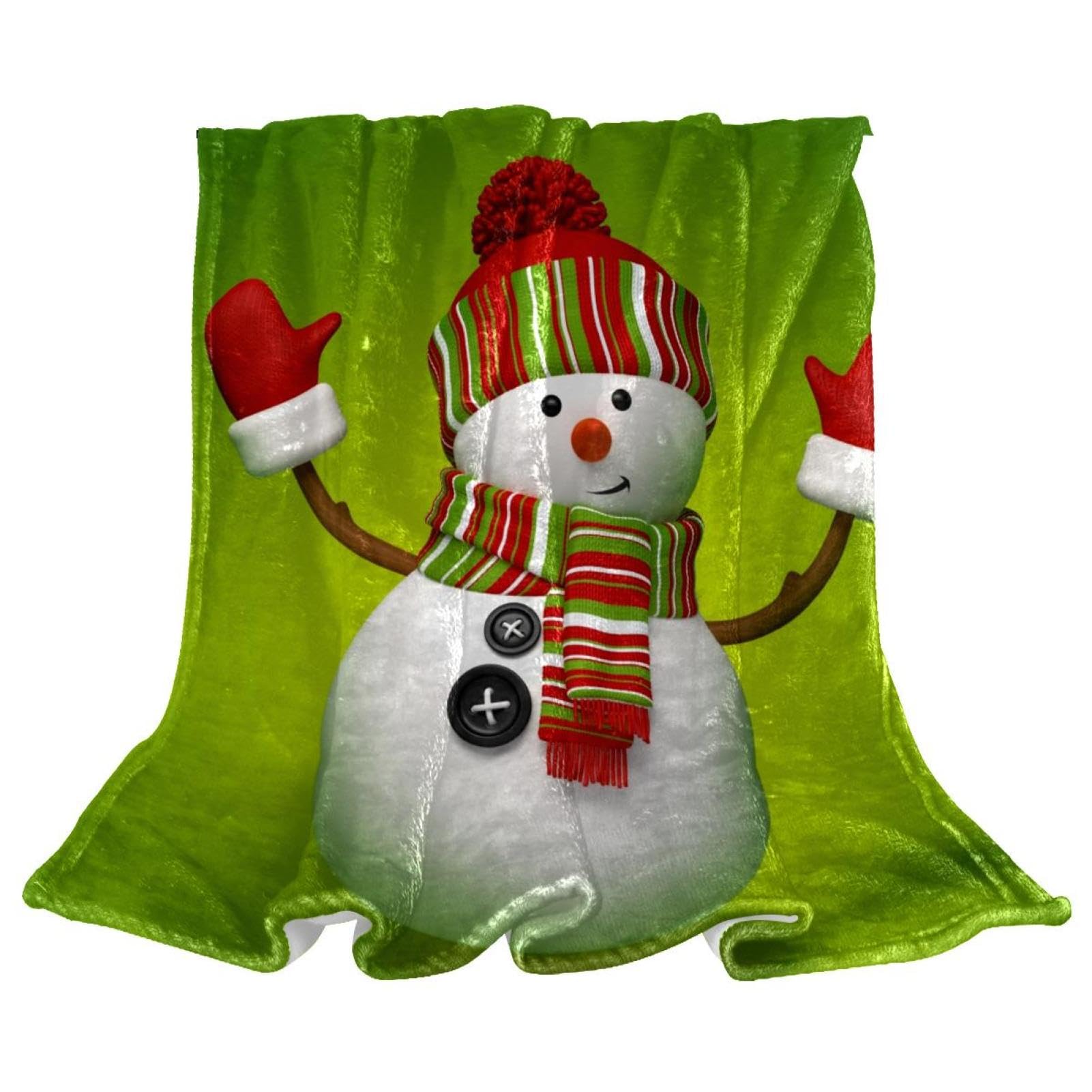 Couverture polaire bonhomme de neige cadeau de Noël idéal plaid doux lit canapé